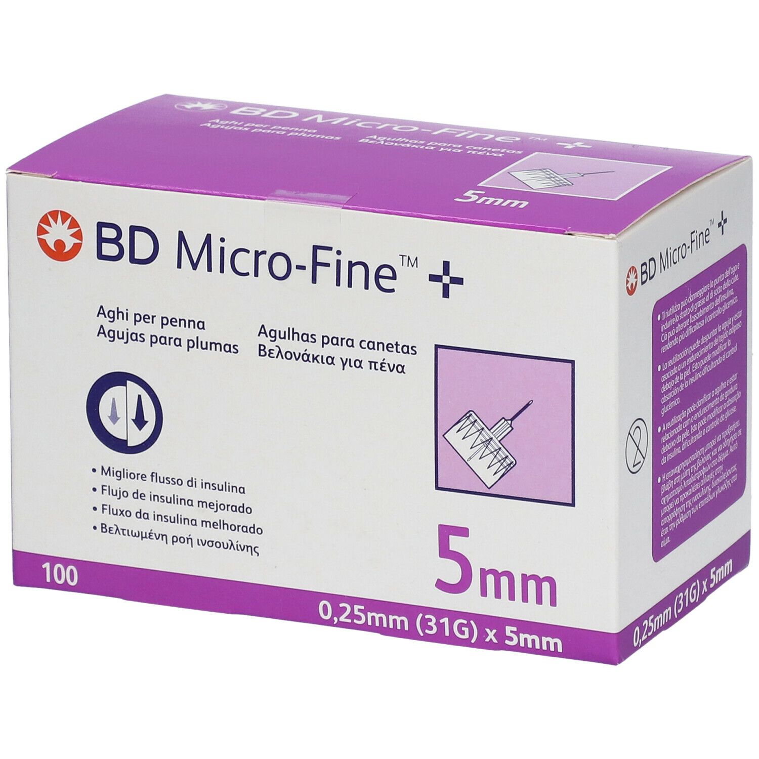 BD Micro-Fine Needles for Pen 0.25mm (31G) x 5mm – 100 pieces